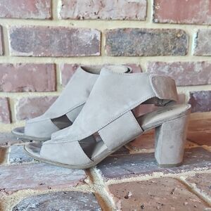 Naturalizer N5 Comfort Lucky Suede Open Toe Block Heel Shoes Size 10
